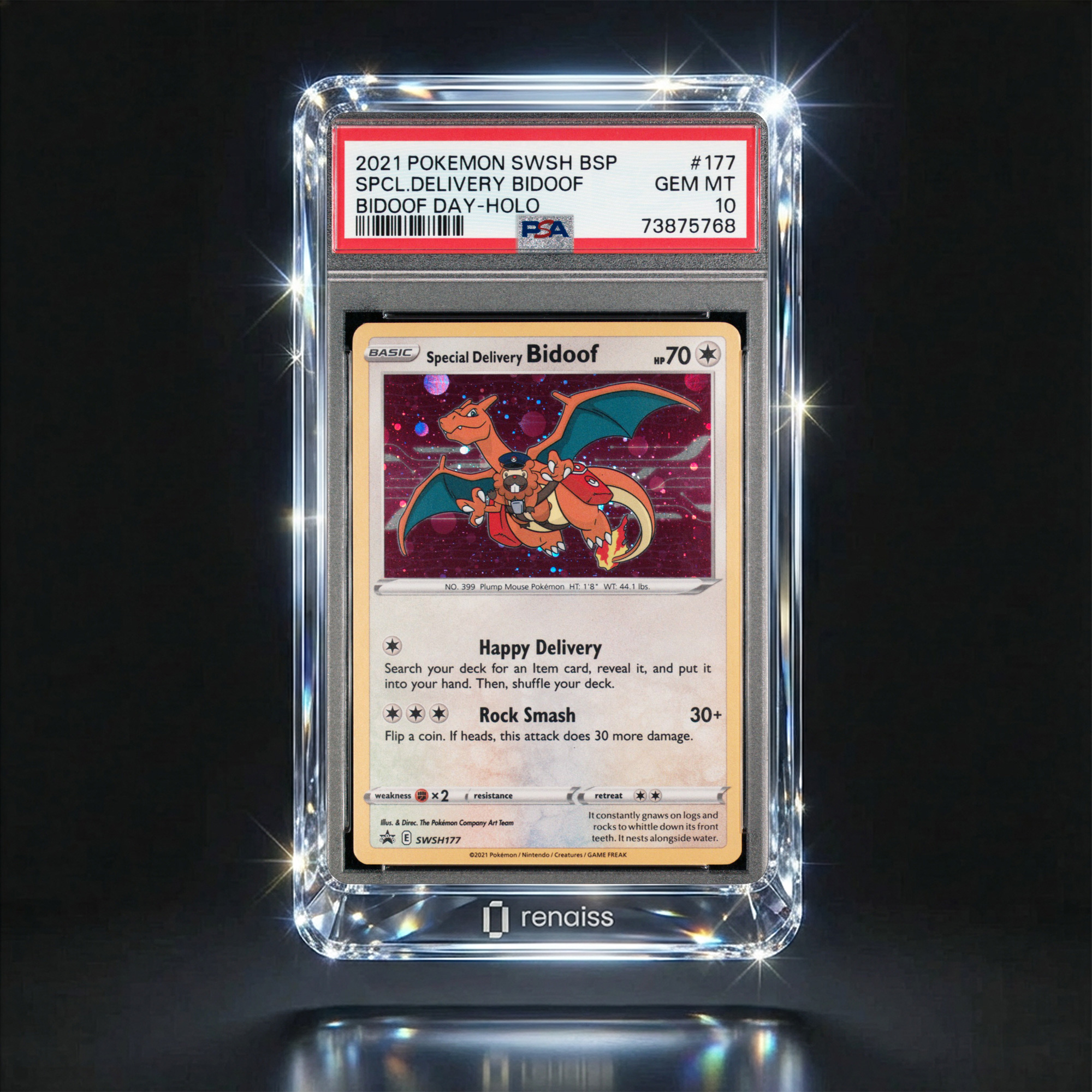 PSA 10 Gem Mint 2021 Pokemon Swsh Black Star Promo 177 Spcl.Delivery Bidoof